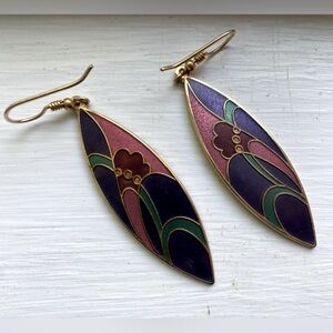 VINTAGE April Cornell floral enamel earrings